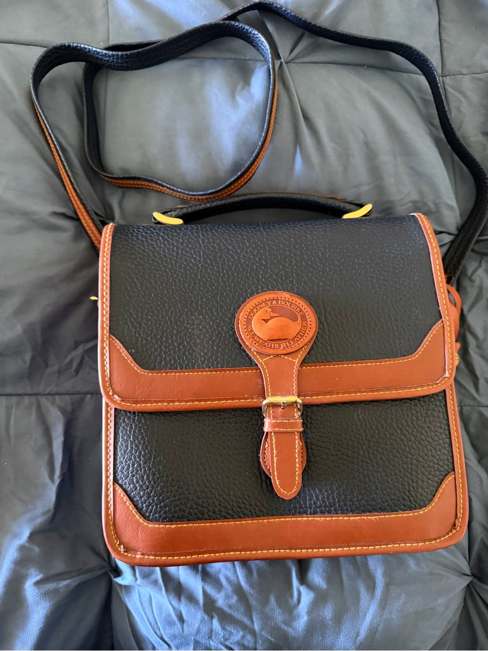 Dooney & Bourke Dark Blue and Brown Leather Messenger Crossbody Set
